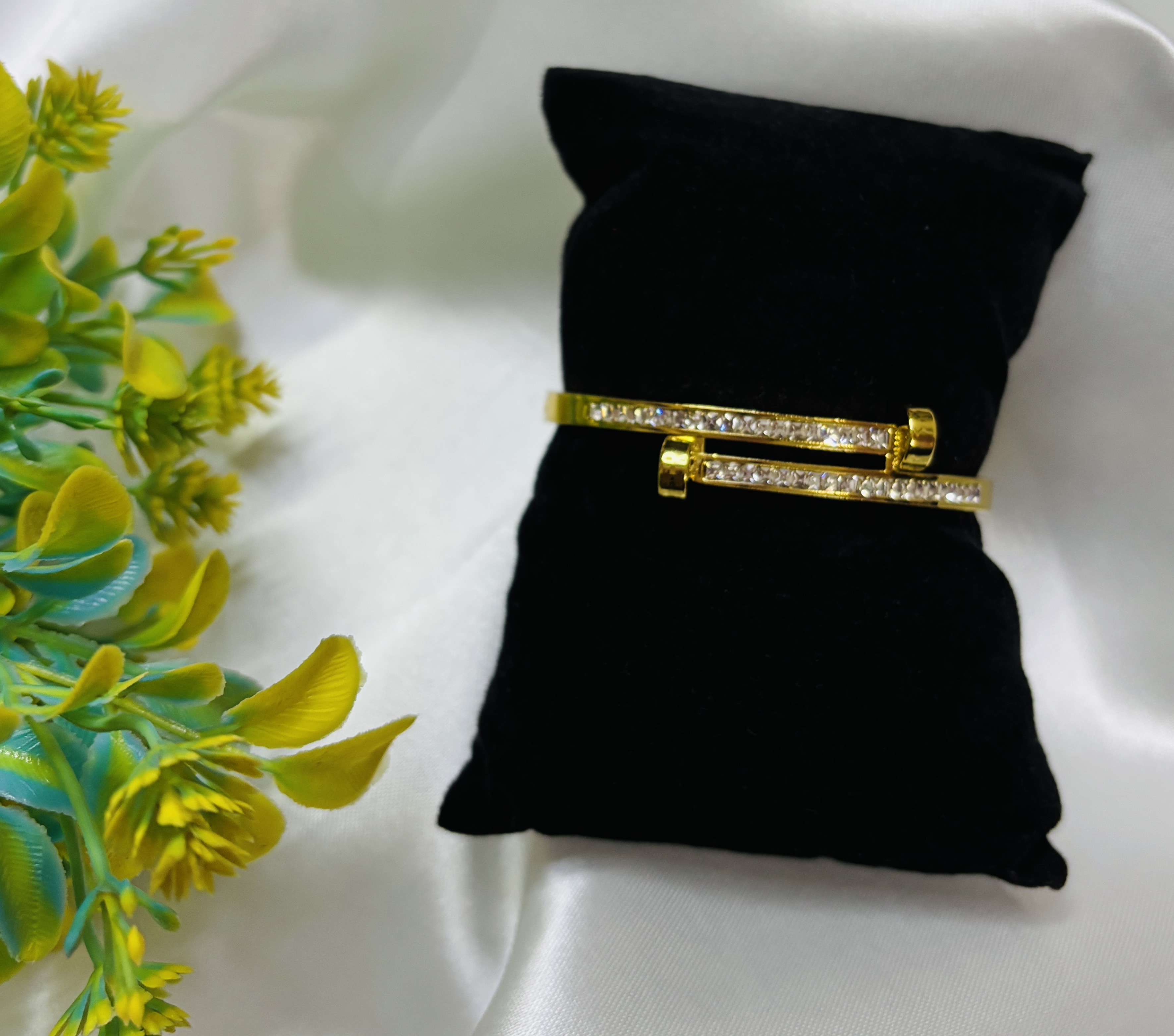 Parallel Bar Crystal Cuff Bracelet