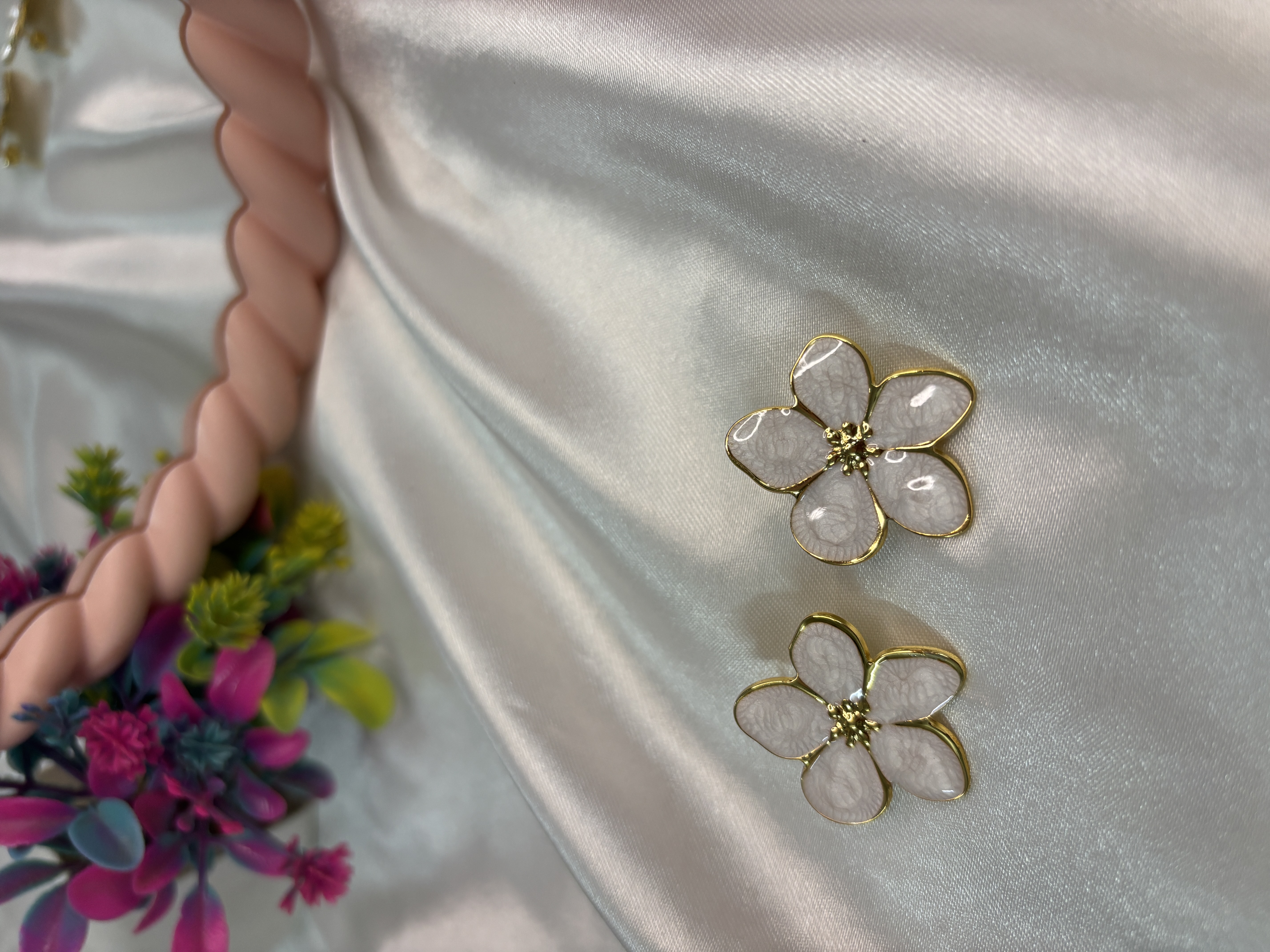 Ivory Floral Earrings