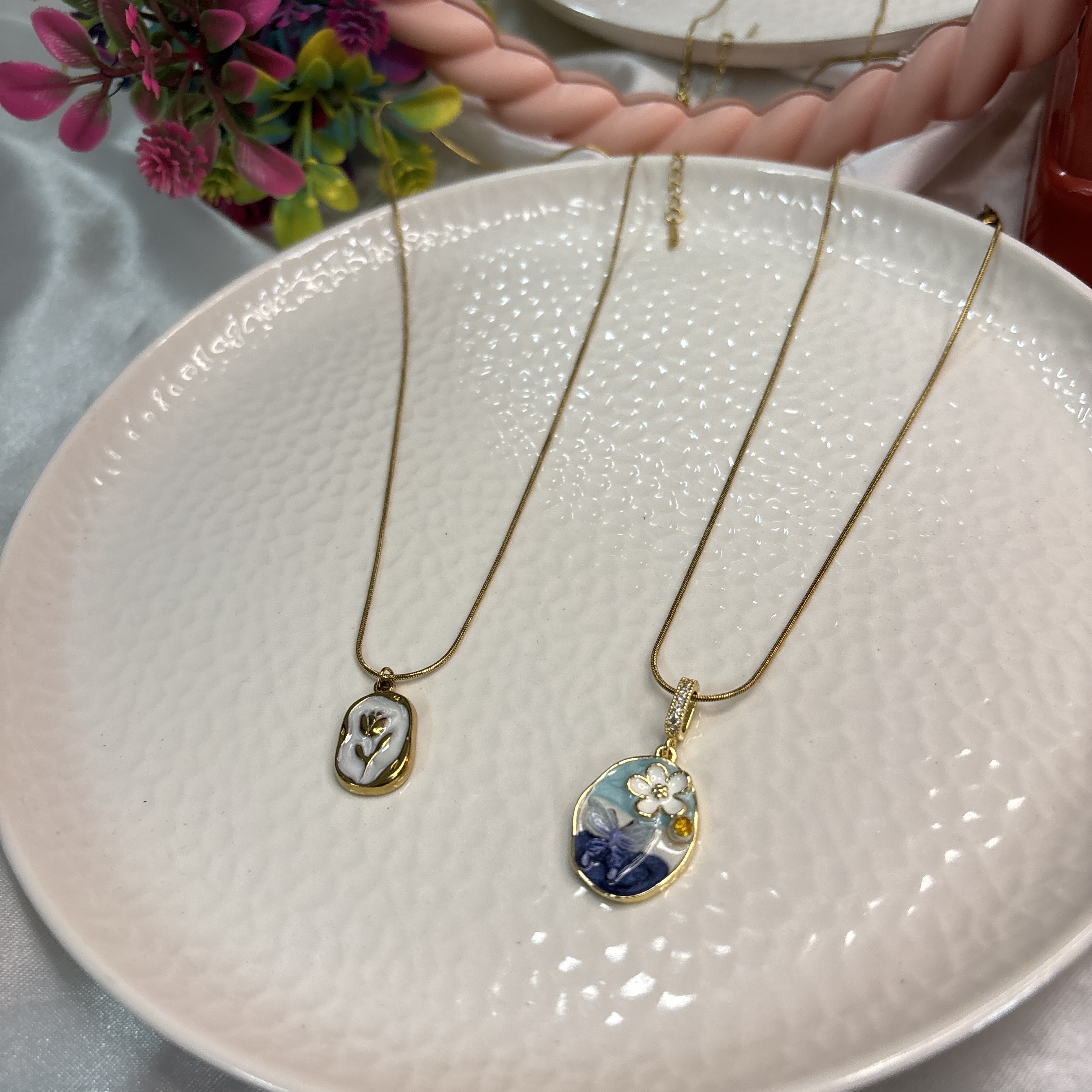 Golden white Tulip and Blue Meadow Charm