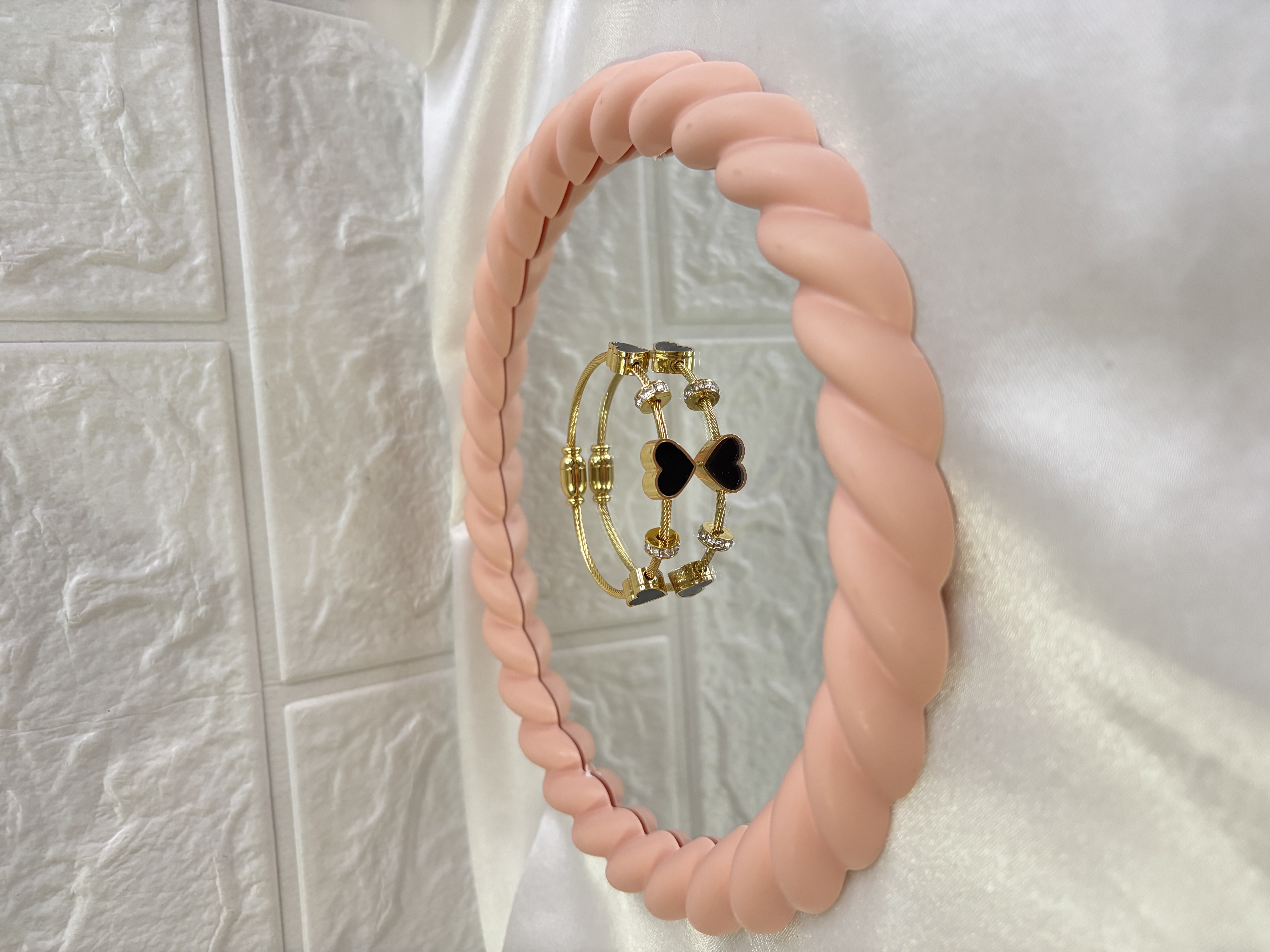 Twin Heart Charm Cable Bracelet